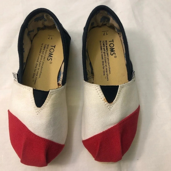 Toms Red/White/Blue Slip-on Shoes Toddler Size 3/4  (17cm) - Picture 1 of 7